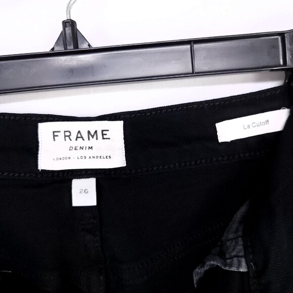 Frame Le Cut Off Shorts Women 26 Raw Hem Distressed Black Denim Ho Pants - Picture 4 of 10